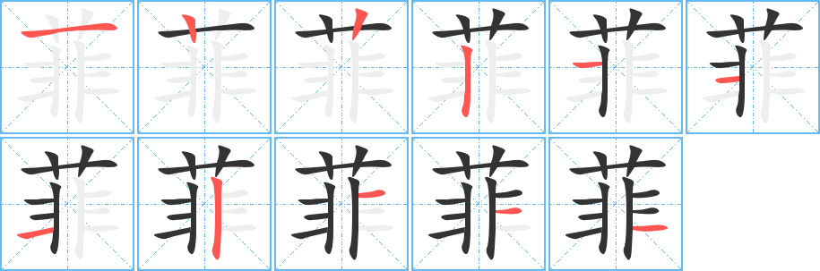 菲的笔画顺序字笔顺的正确写法图