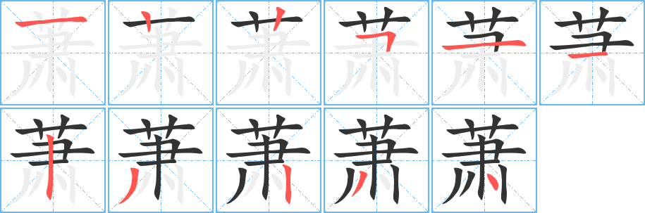 萧的笔画顺序字笔顺的正确写法图