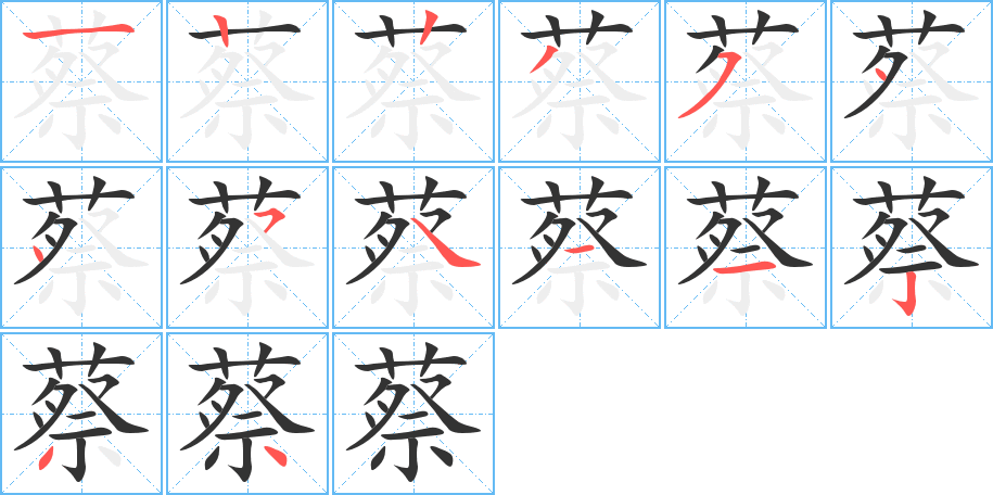 蔡的笔画顺序字笔顺的正确写法图