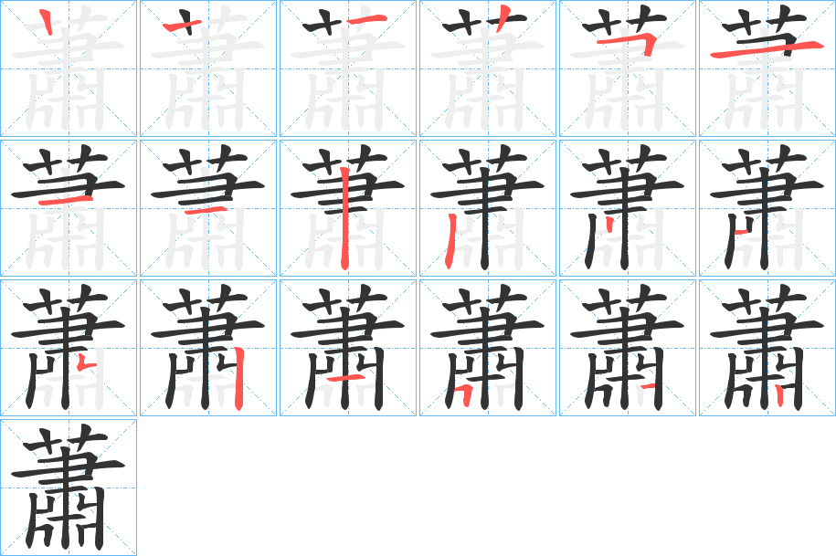 蕭的笔画顺序字笔顺的正确写法图