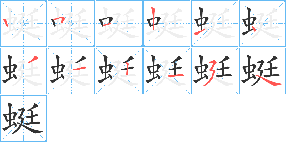 蜓的笔画顺序字笔顺的正确写法图