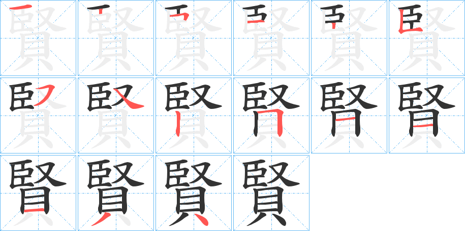 賢的笔画顺序字笔顺的正确写法图