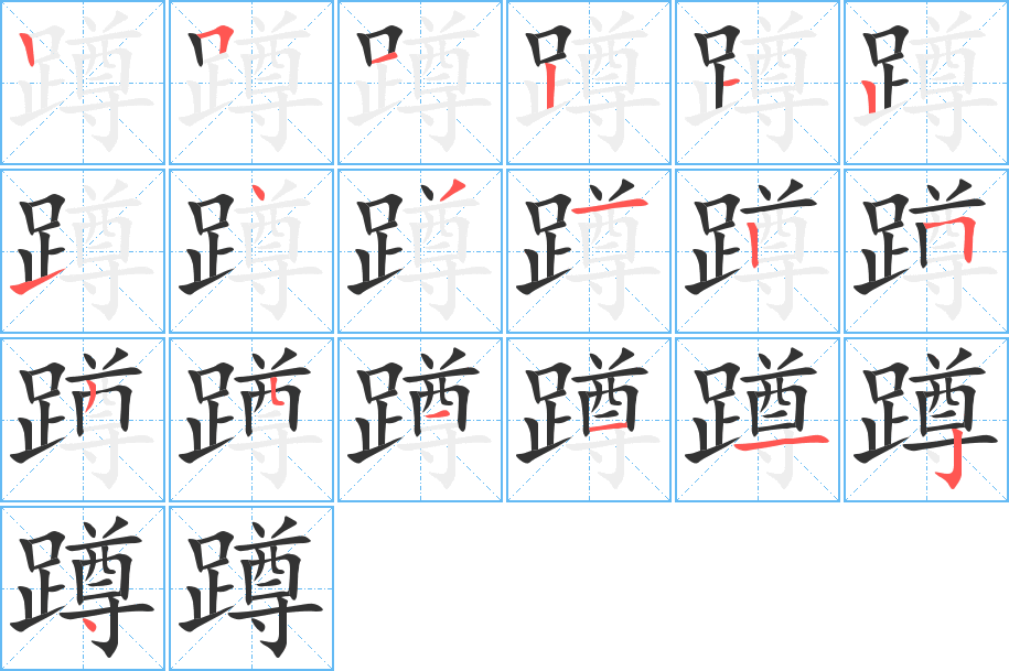 蹲的笔画顺序字笔顺的正确写法图