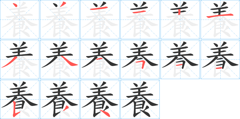 養的笔画顺序字笔顺的正确写法图