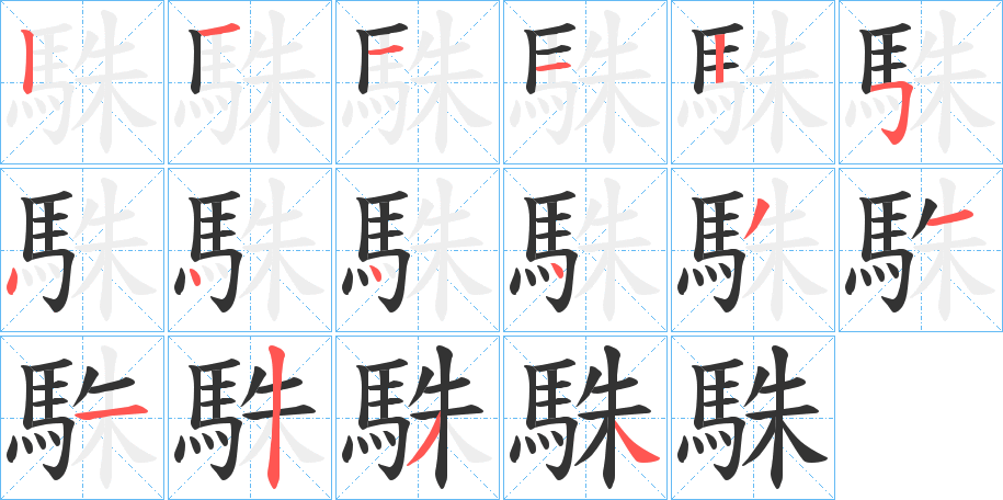 駯的笔画顺序字笔顺的正确写法图