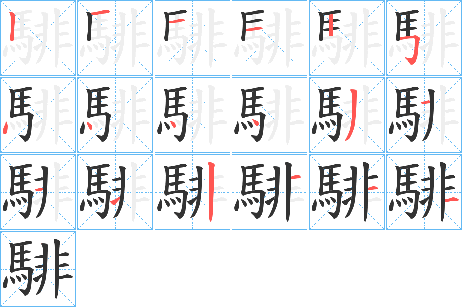 騑的笔画顺序字笔顺的正确写法图