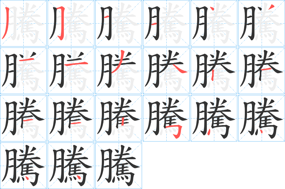 騰的笔画顺序字笔顺的正确写法图