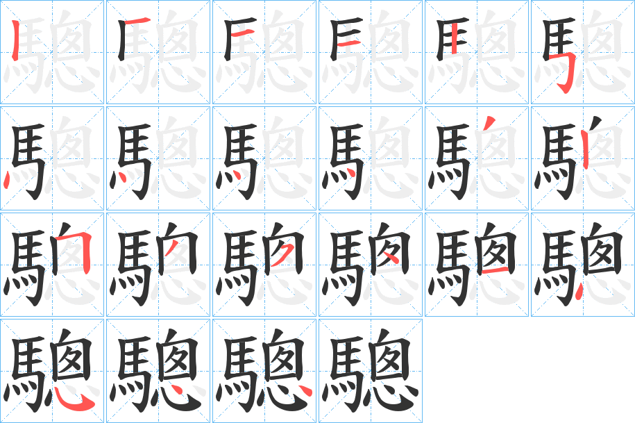 驄的笔画顺序字笔顺的正确写法图