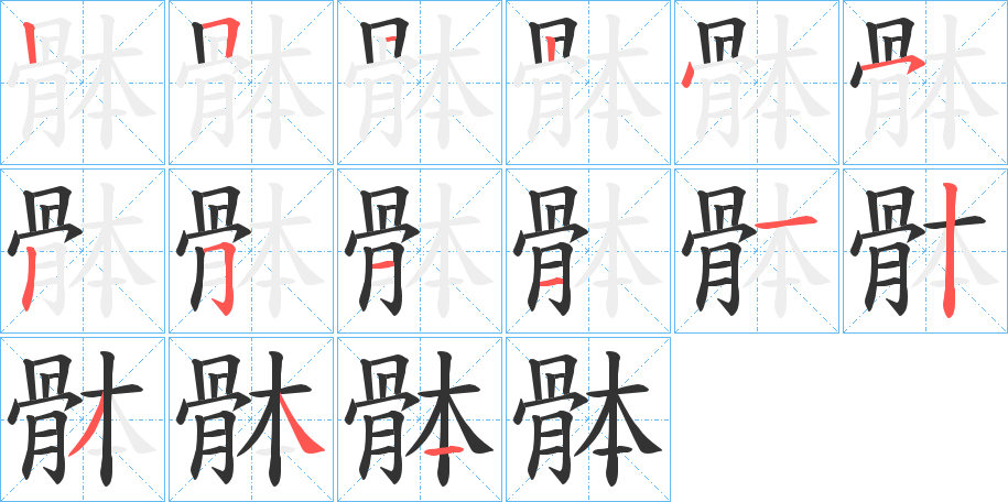 骵的笔画顺序字笔顺的正确写法图