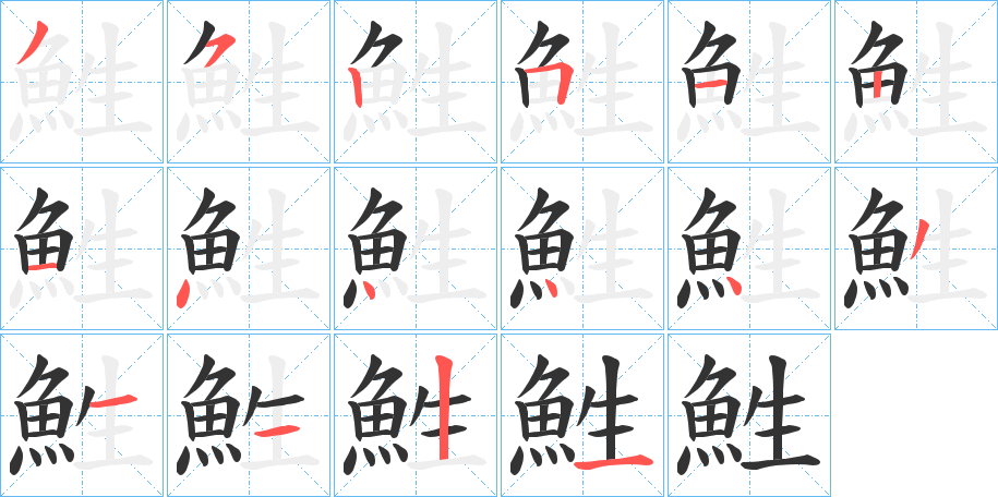 鮏的笔画顺序字笔顺的正确写法图