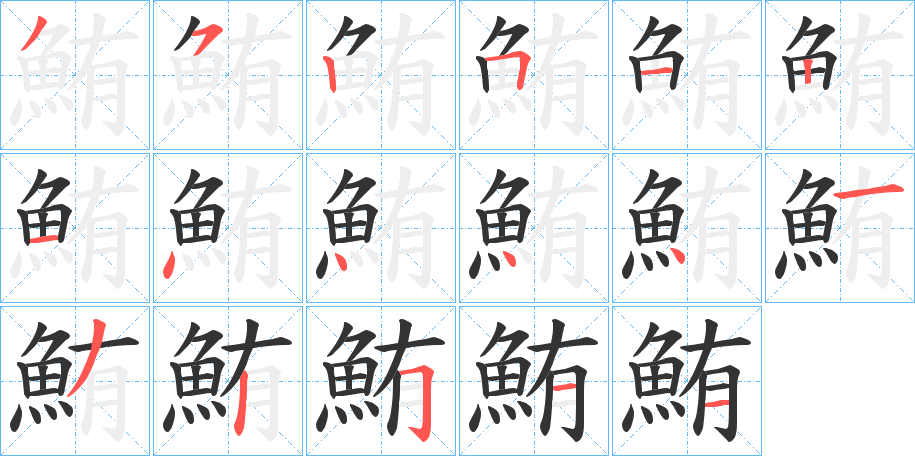 鮪的笔画顺序字笔顺的正确写法图