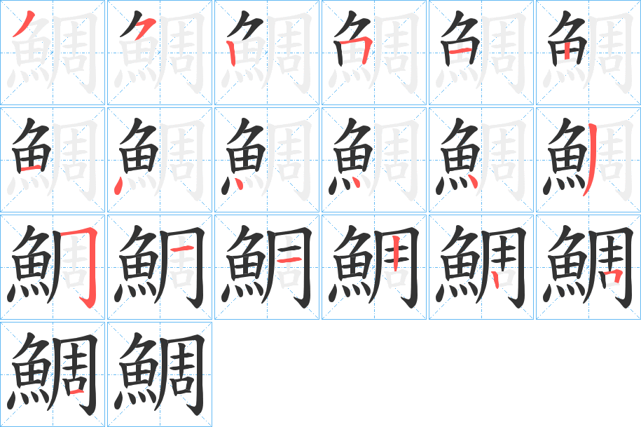 鯛的笔画顺序字笔顺的正确写法图