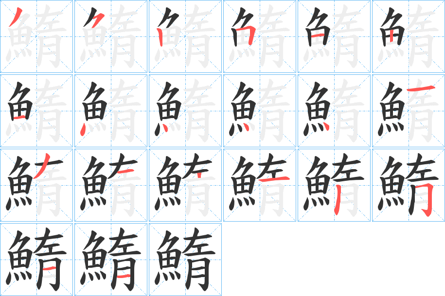 鰖的笔画顺序字笔顺的正确写法图