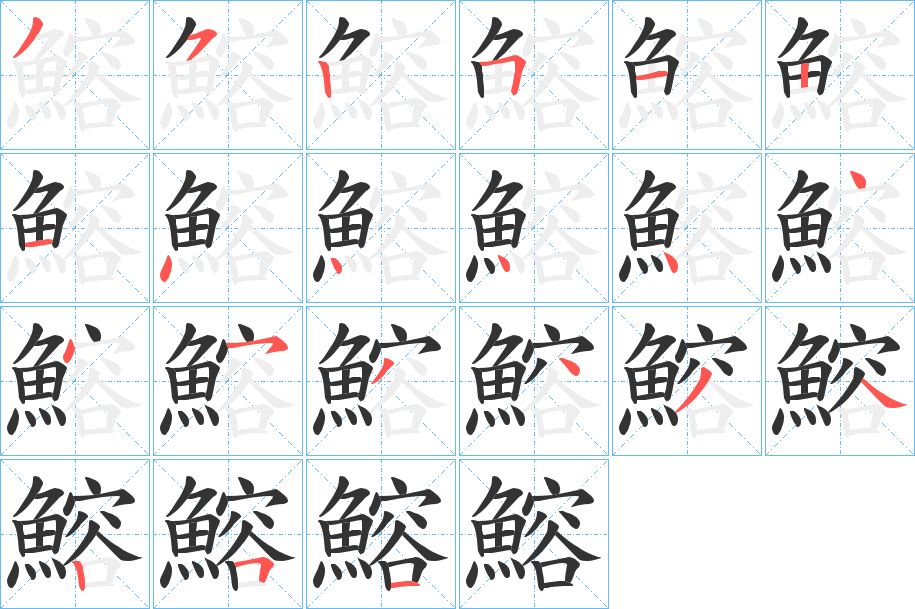 鰫的笔画顺序字笔顺的正确写法图