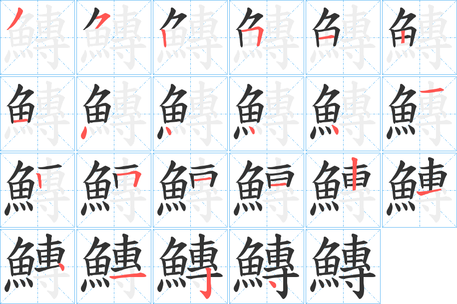 鱄的笔画顺序字笔顺的正确写法图