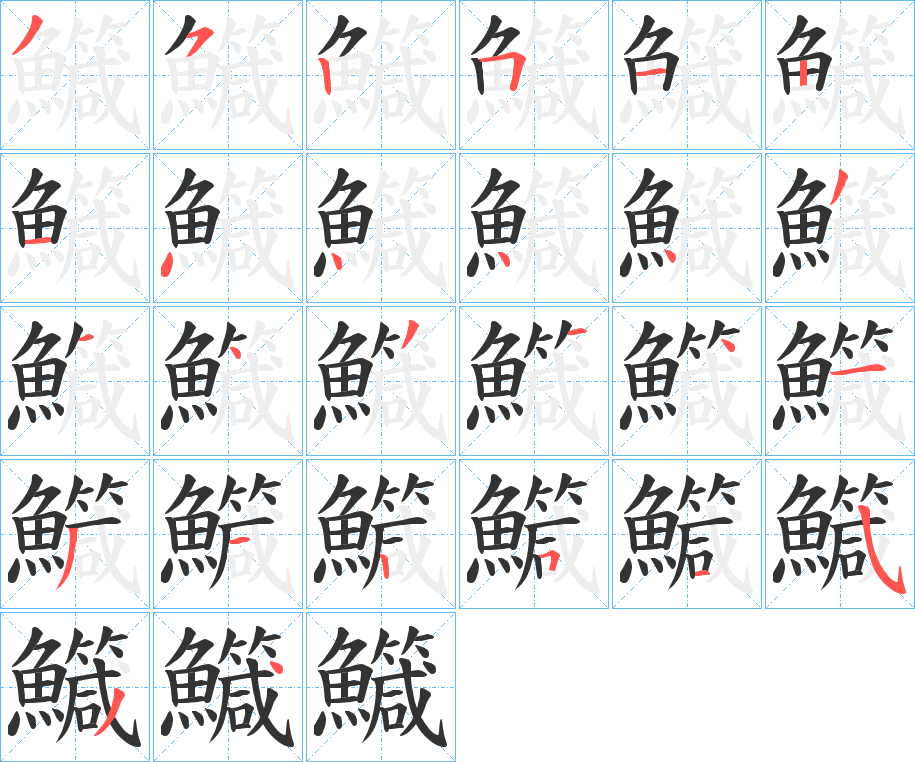 鱵的笔画顺序字笔顺的正确写法图