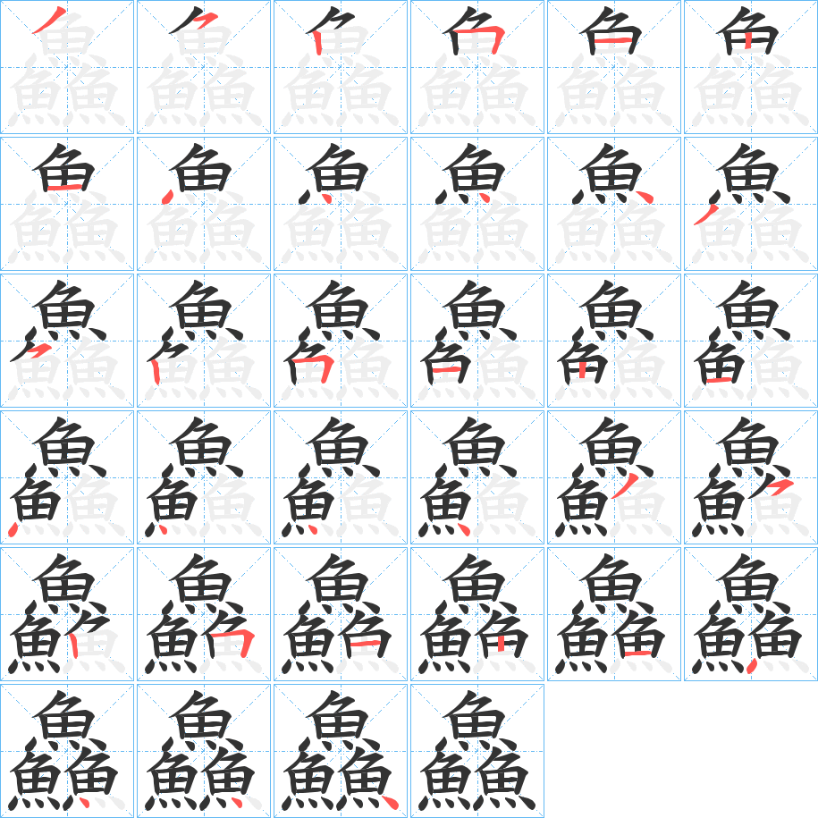 鱻的笔画顺序字笔顺的正确写法图