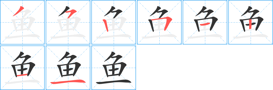 鱼的笔画顺序字笔顺的正确写法图