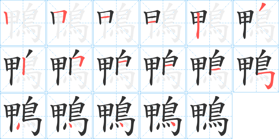 鴨的笔画顺序字笔顺的正确写法图