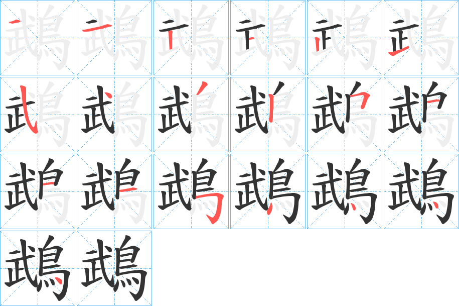 鵡的笔画顺序字笔顺的正确写法图