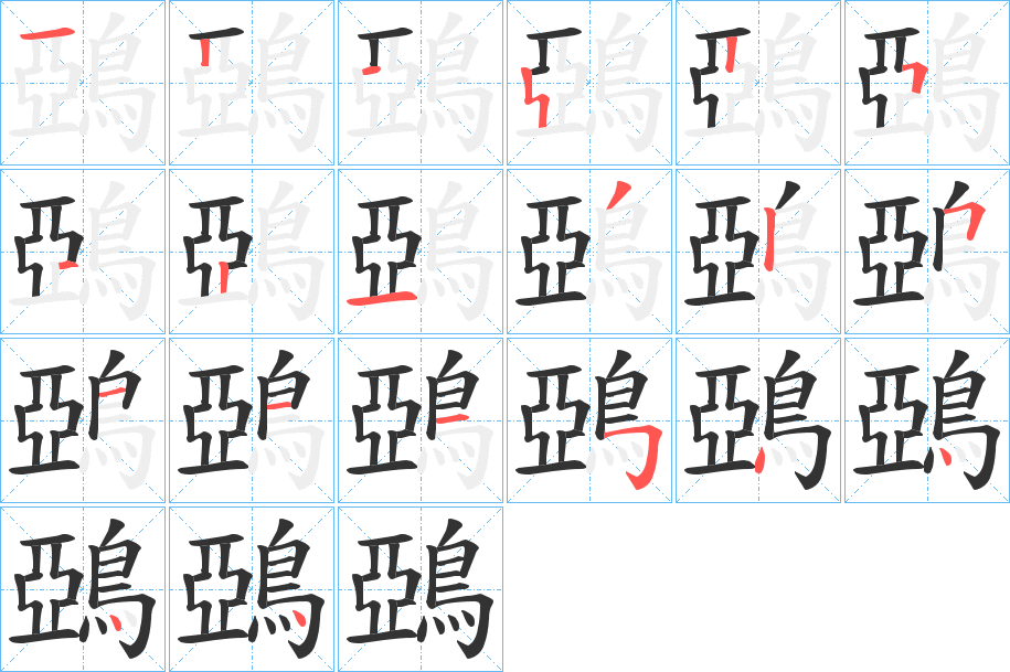 鵶的笔画顺序字笔顺的正确写法图