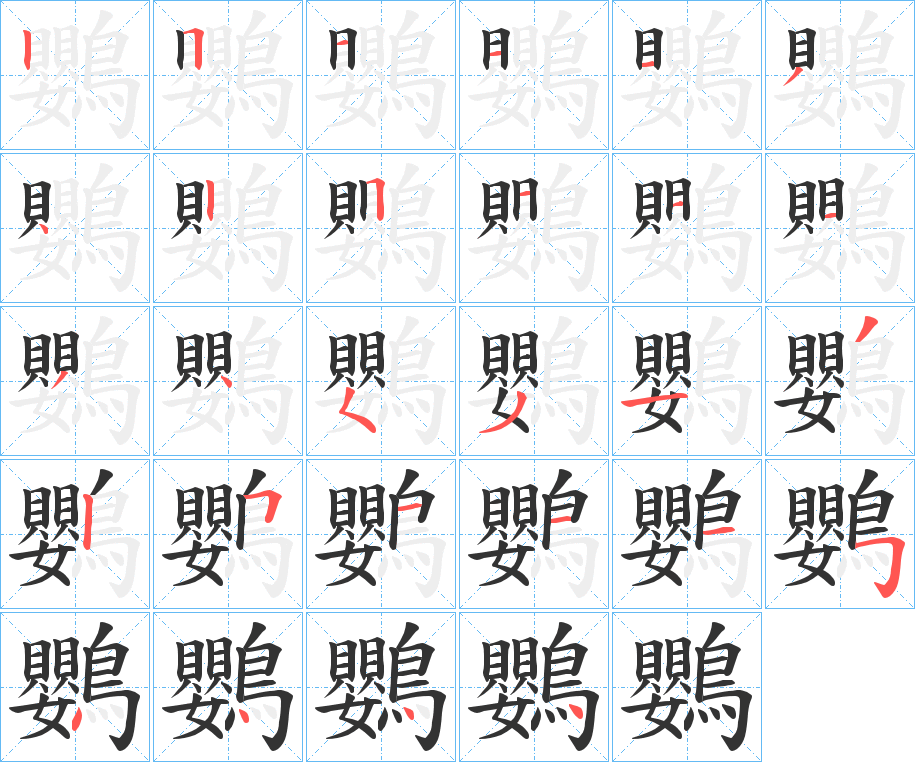 鸚的笔画顺序字笔顺的正确写法图