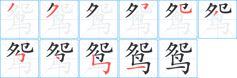 鸳的笔画顺序字笔顺的正确写法图