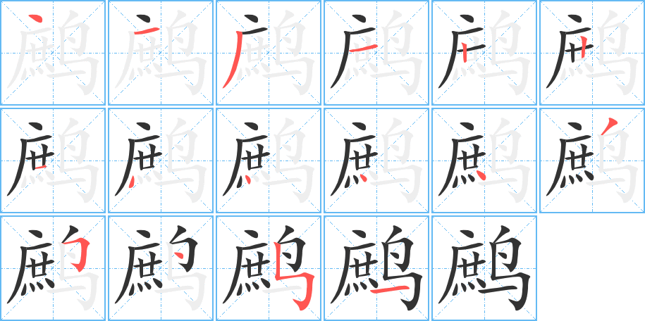 鹧的笔画顺序字笔顺的正确写法图