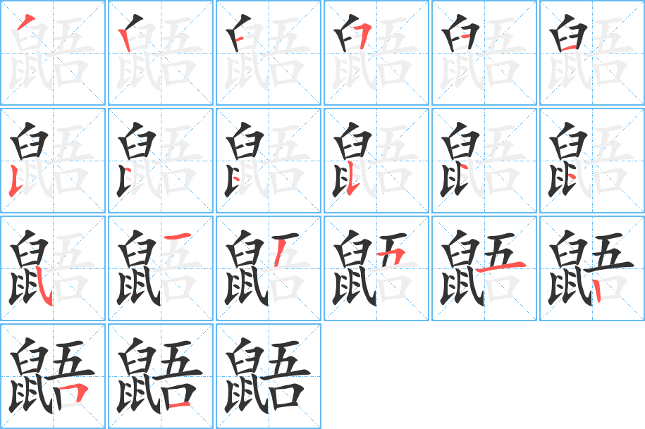 鼯的笔画顺序字笔顺的正确写法图